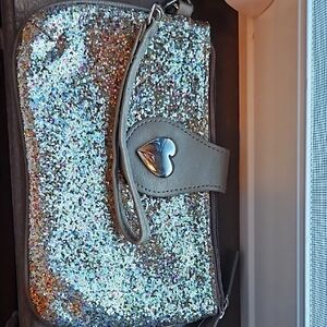 Glittery Bronze Wristlet with Heart Accent